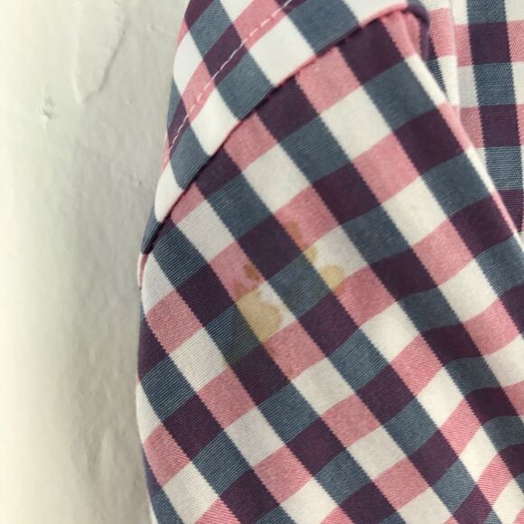 Banana Republic Pink White Plaid Button Up XL - Picture 4 of 5